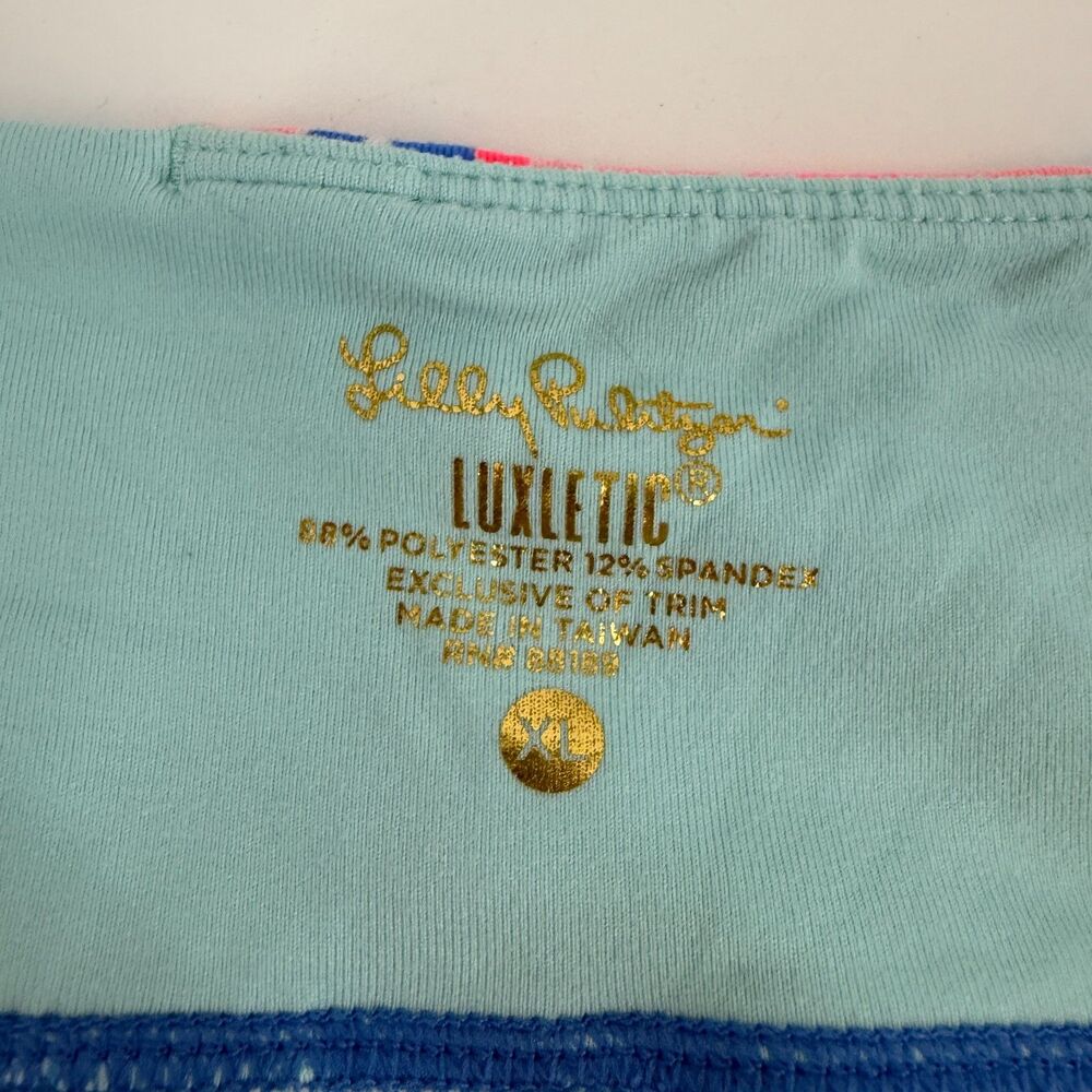Lilly Pulitzer Luxletic Legging Women XL Blue Weekender Crop Tropical Coastal - Picture 9 of 13